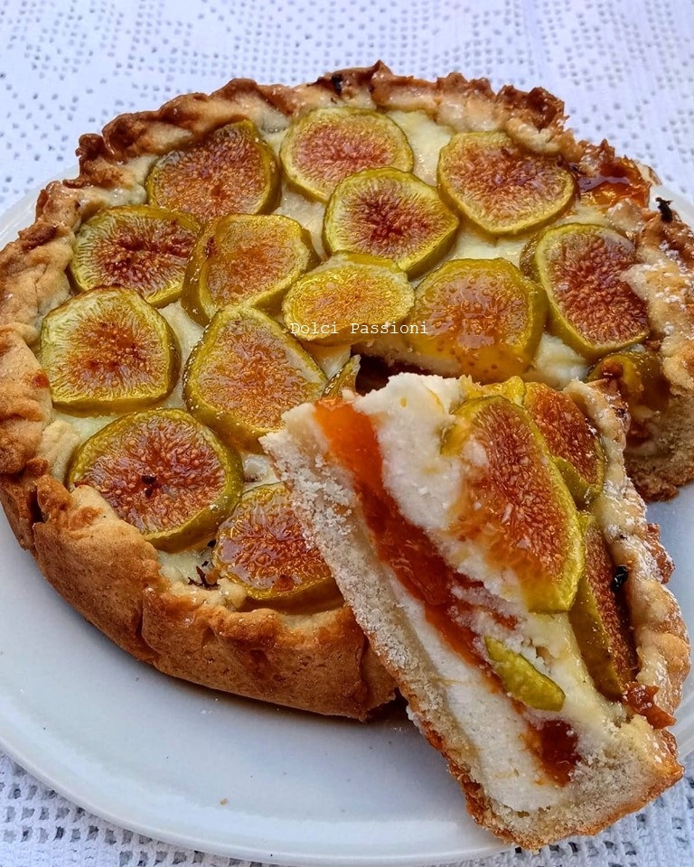 Crostata con crema di ricotta e fichi freschi - Dolci Passioni