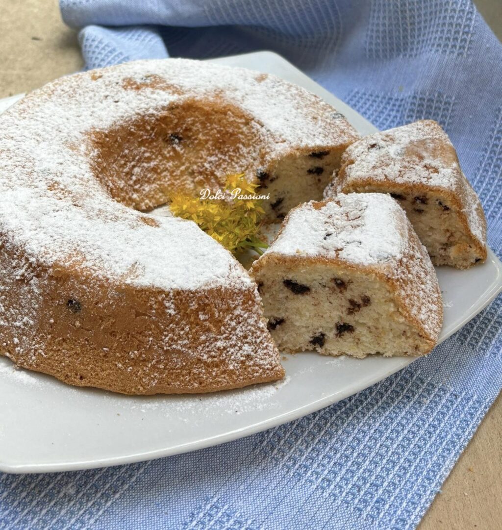Ciambellone soffice agli Albumi e gocce di Cioccolato