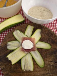Fagottini di Zucchine ripieni di Prosciutto crudo e mozzarella